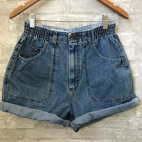 Waist Mom Denim Shorts Cuffed Jean 